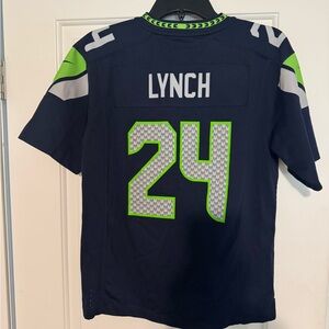 NFL Seattle Seahawks Navy and Neon Green Lynch #24 Football Jersey